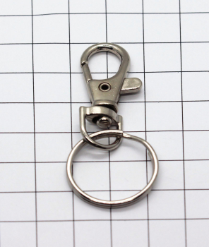 Preview: Karabinerhaken 9 mm mit Schlüsselring silberfarben (1 Stück)